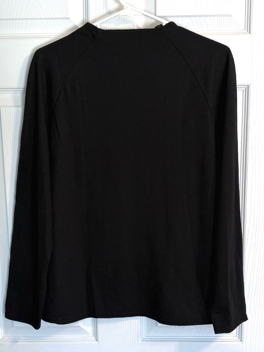 Coldwater Creek Black Large Wool Off-Center Zip Mock Neck Sweater Technical Knit